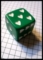 Dice : Dice - 6D - Green With White Heart Shaped Pips